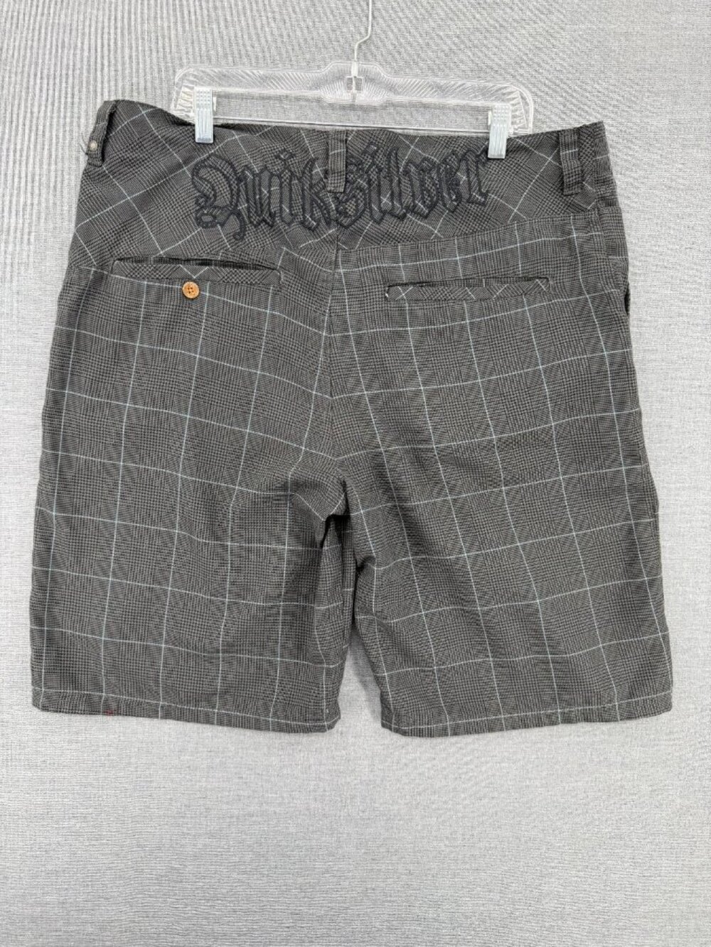 Quiksilver Skater Shorts Mens 38 11" Flat Front Plaid Embroidered Y2K Grunge